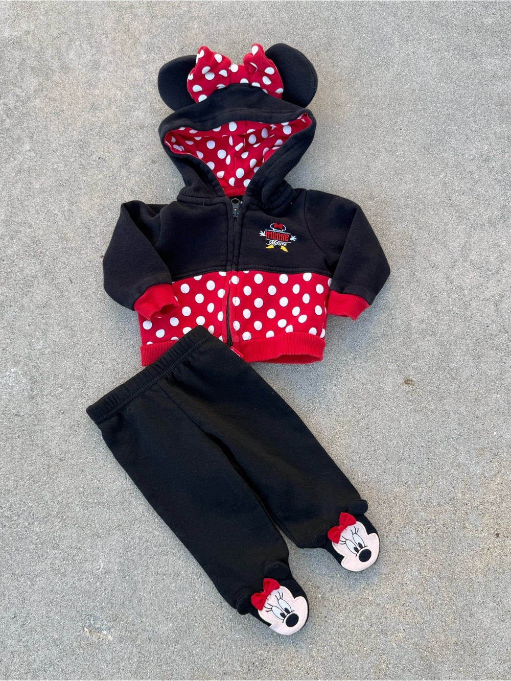Disney Parks Minnie Mouse Zip Hoodie Jacket Sz 6M Polka Dot Ears Costume Black